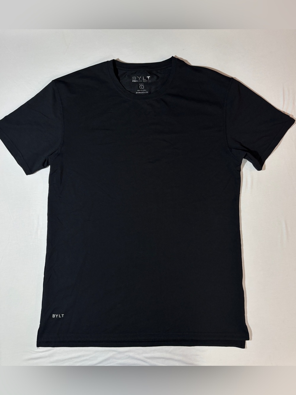 BYLT Premium Basics Lux Black Crew Neck Performance T-Shirt Size Large